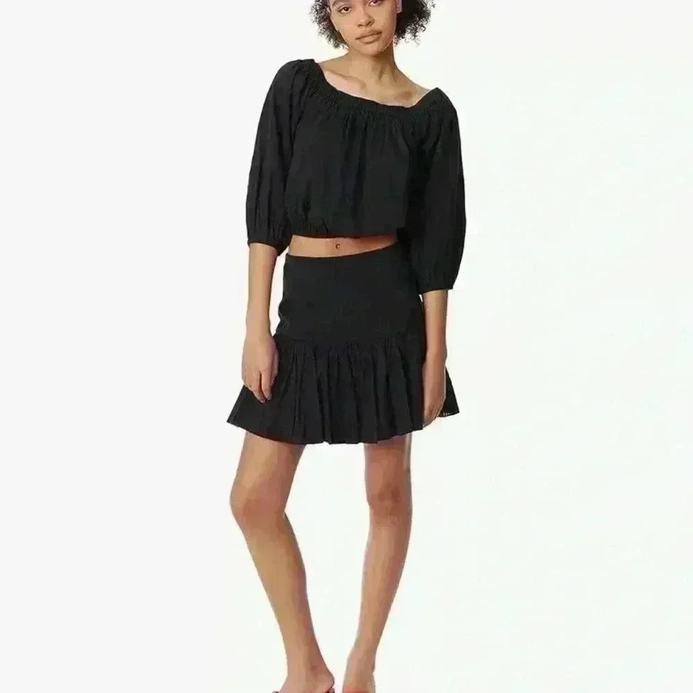 Circus NY by Sam Edelman Carlap Cotton Crop Top ~ Anthracite ~ L ~NWT!